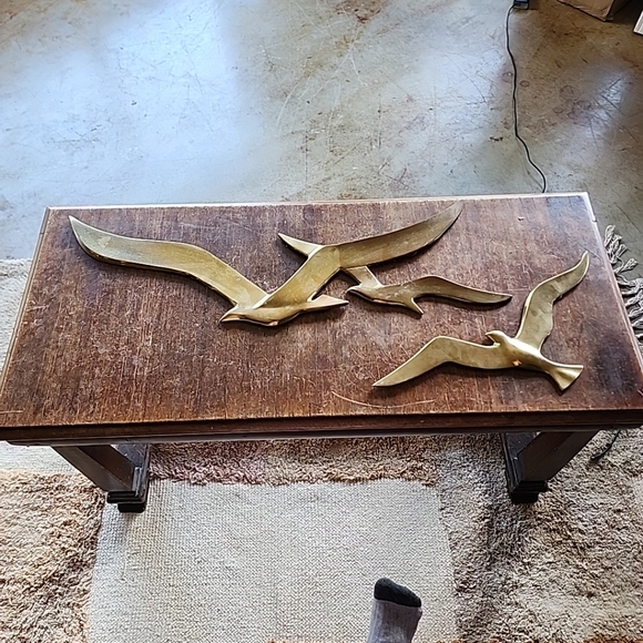 2 pc brass wall hangings seagulls in flight - Picture 4 of 7